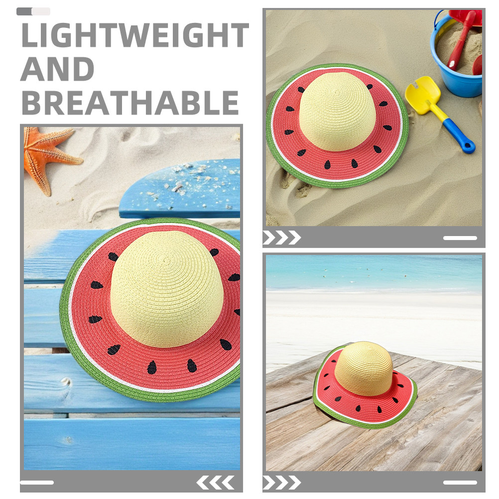 Girls Watermelon Straw Hat Sum - Sun Hat Wide Brim review and price