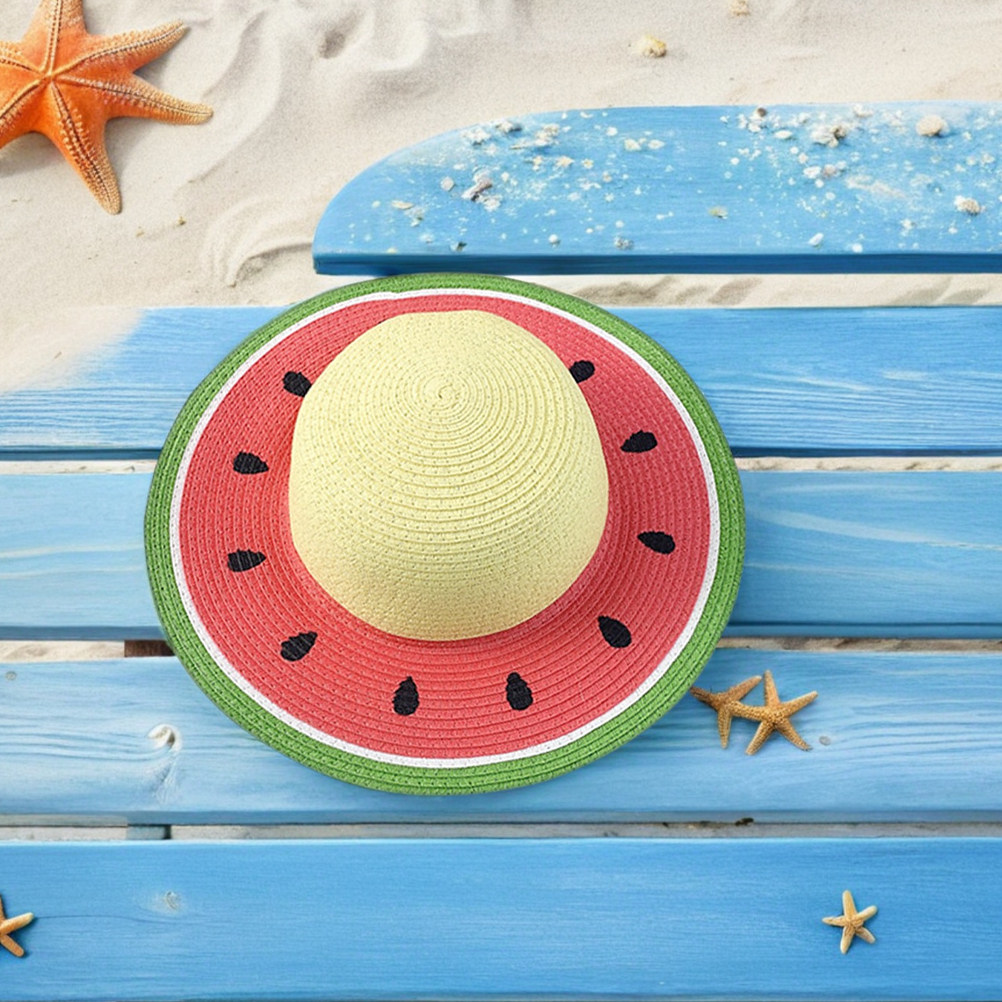 Girls Watermelon Straw Hat Sum - Sun Hat Wide Brim review and price
