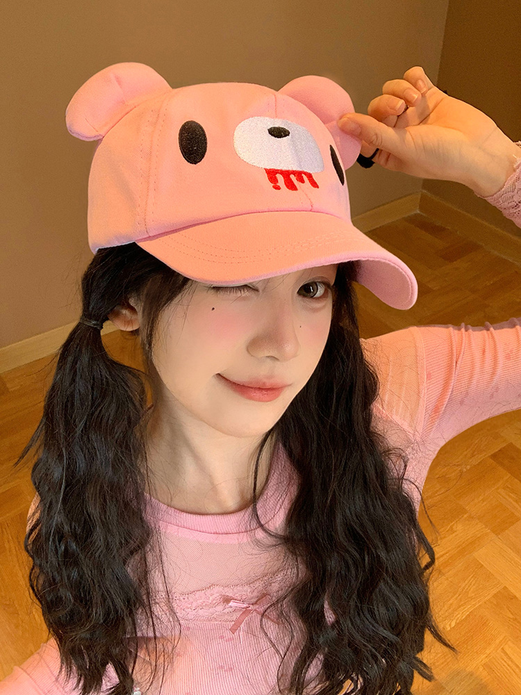 Pink Cute Cartoon Bear Ear Bas - Sun Hat Wide Brim review and price