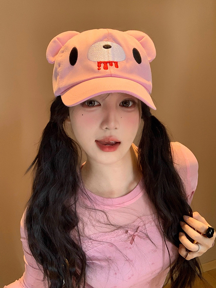 Pink Cute Cartoon Bear Ear Bas - Sun Hat Wide Brim review and price